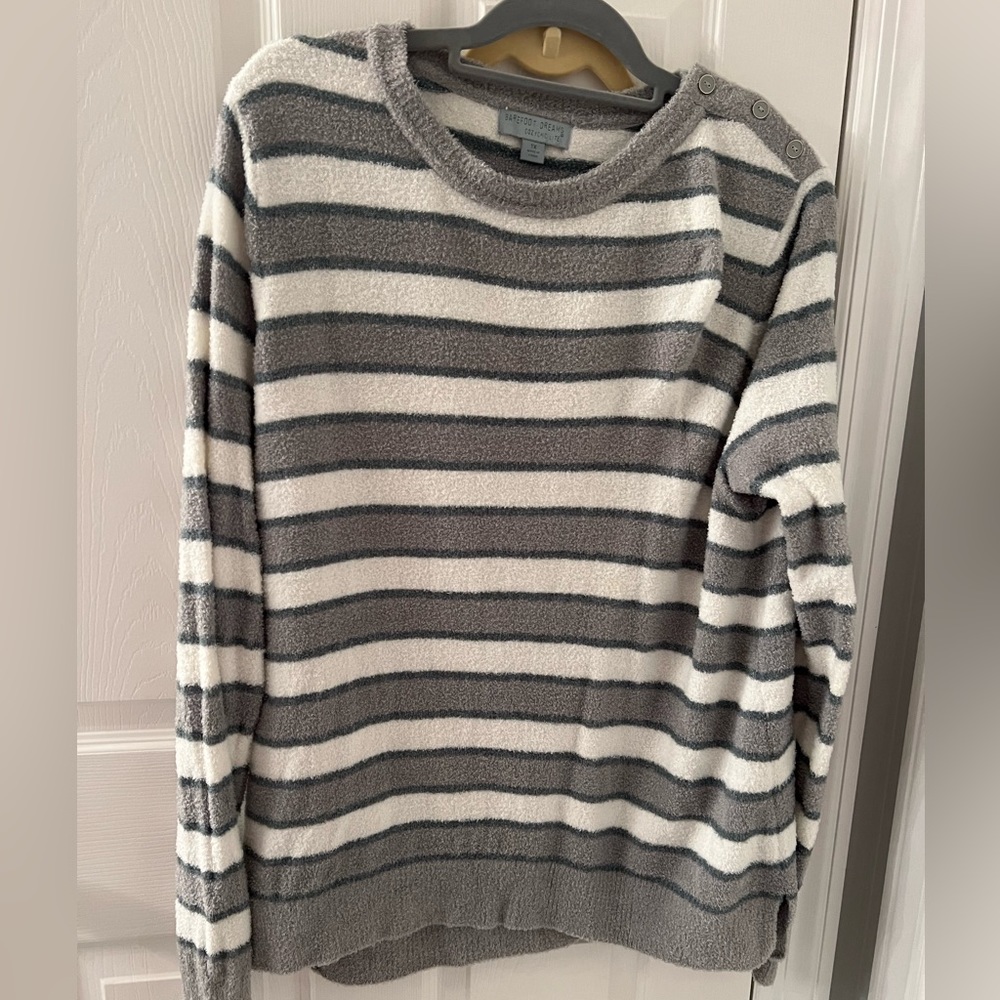Barefoot Dreams CozyChic Lite Lurex striped pullover 1X